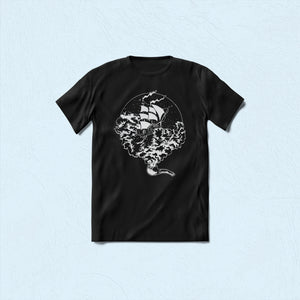 Tshirt Sailing Ship (White on Black)